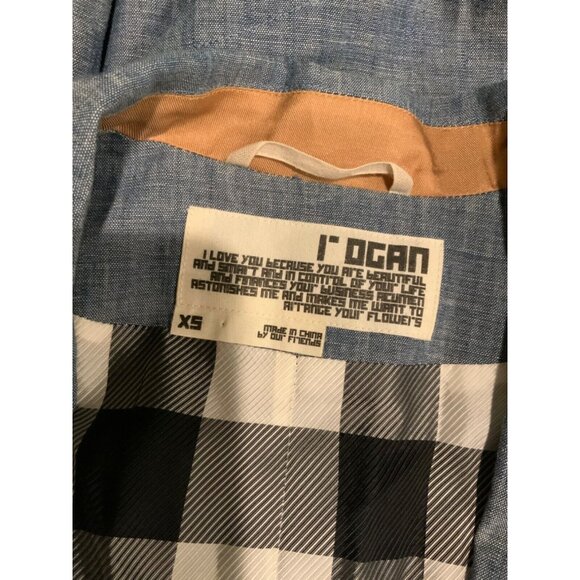 Rogan Blue Chambray Single Button Blazer W/ Plaid Lining, Size XS - Picture 6 of 6